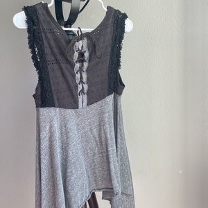 Grey flowy dressy tank top